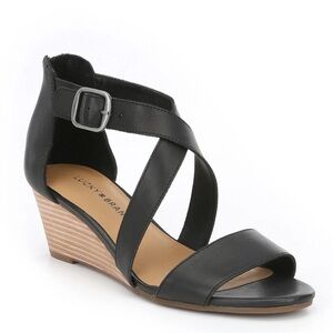 Lucky Brand Jenley Wedge Sandal Black Size 8.5 women’s